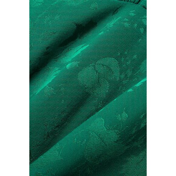 RIXO LONDON Indy Green Floral Satin Jacquard Long Sleeve Mini Dress US MEDIUM - Picture 13 of 14